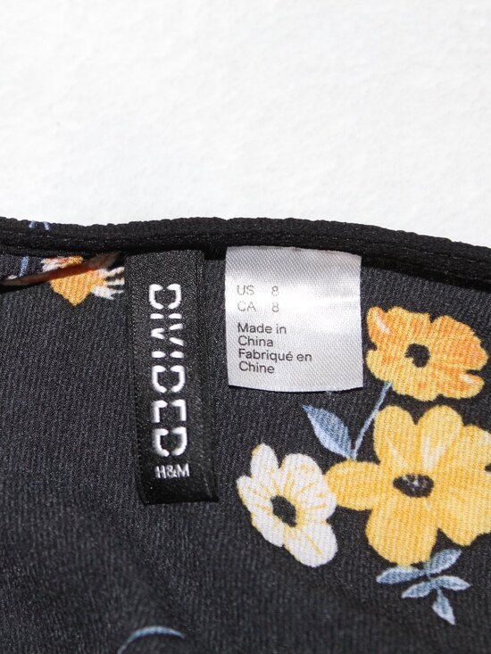 Divided H&M Blouse Womens Size 8 Black Floral Cold Shoulder Long Sleeve  (26-2) - Picture 6 of 8